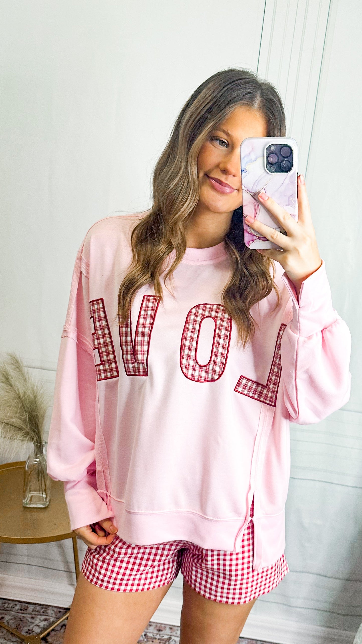 Sweetheart Gingham Love Sweatshirt
