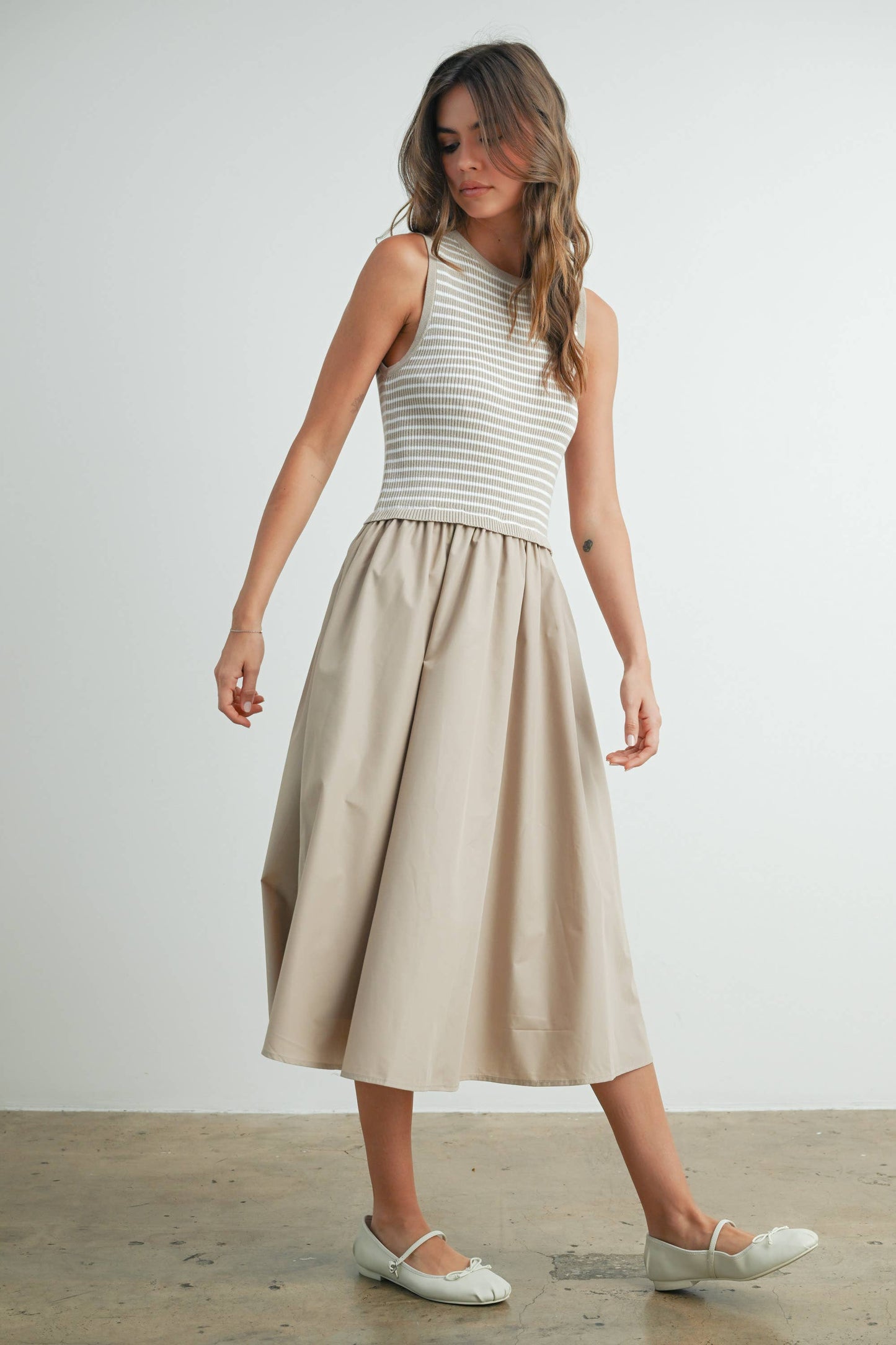 Striped Sleeveless Maxi Dress with Pockets