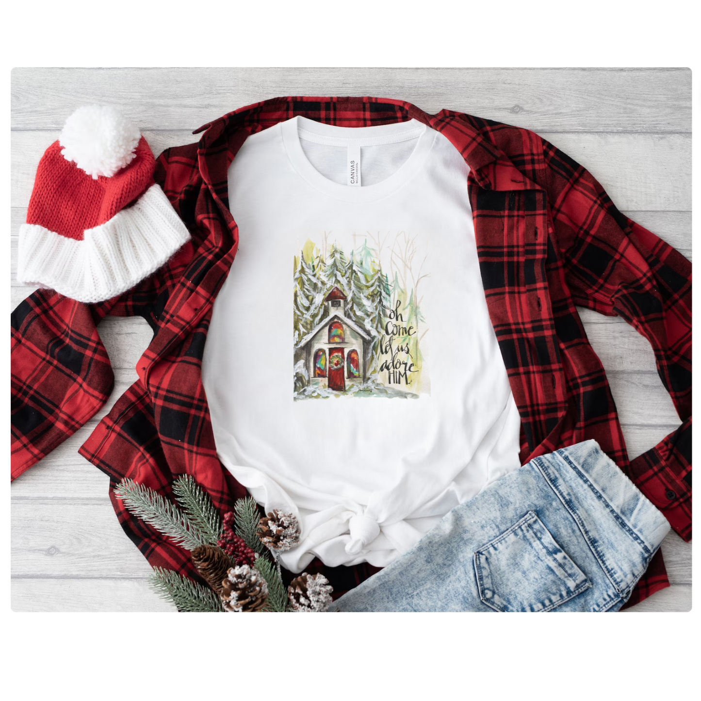 Christmas Chapel Adult T-shirt