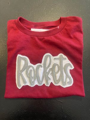 D's Designs Rockets Maroon Mascot Youth Short Sleeve