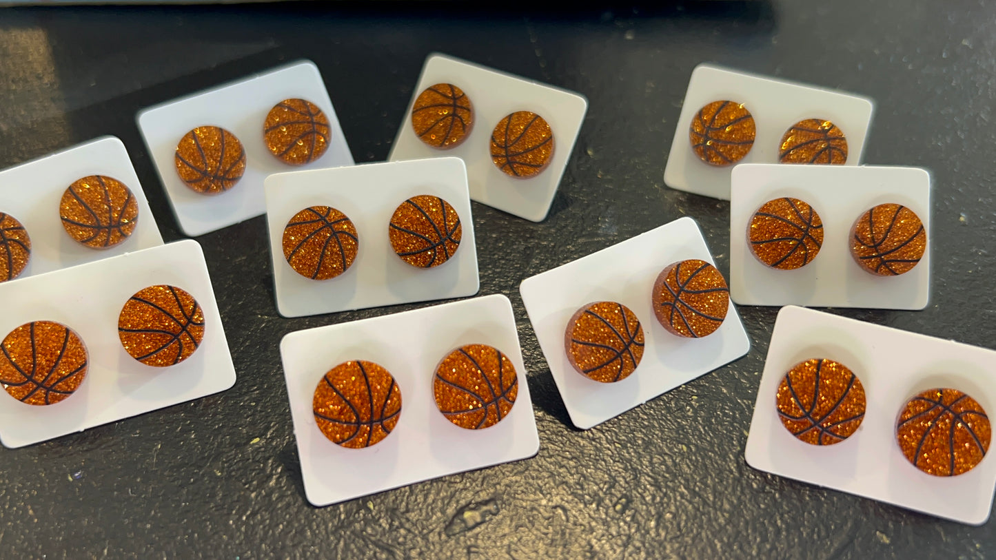 Sports Basketball Studs Glitter earrings