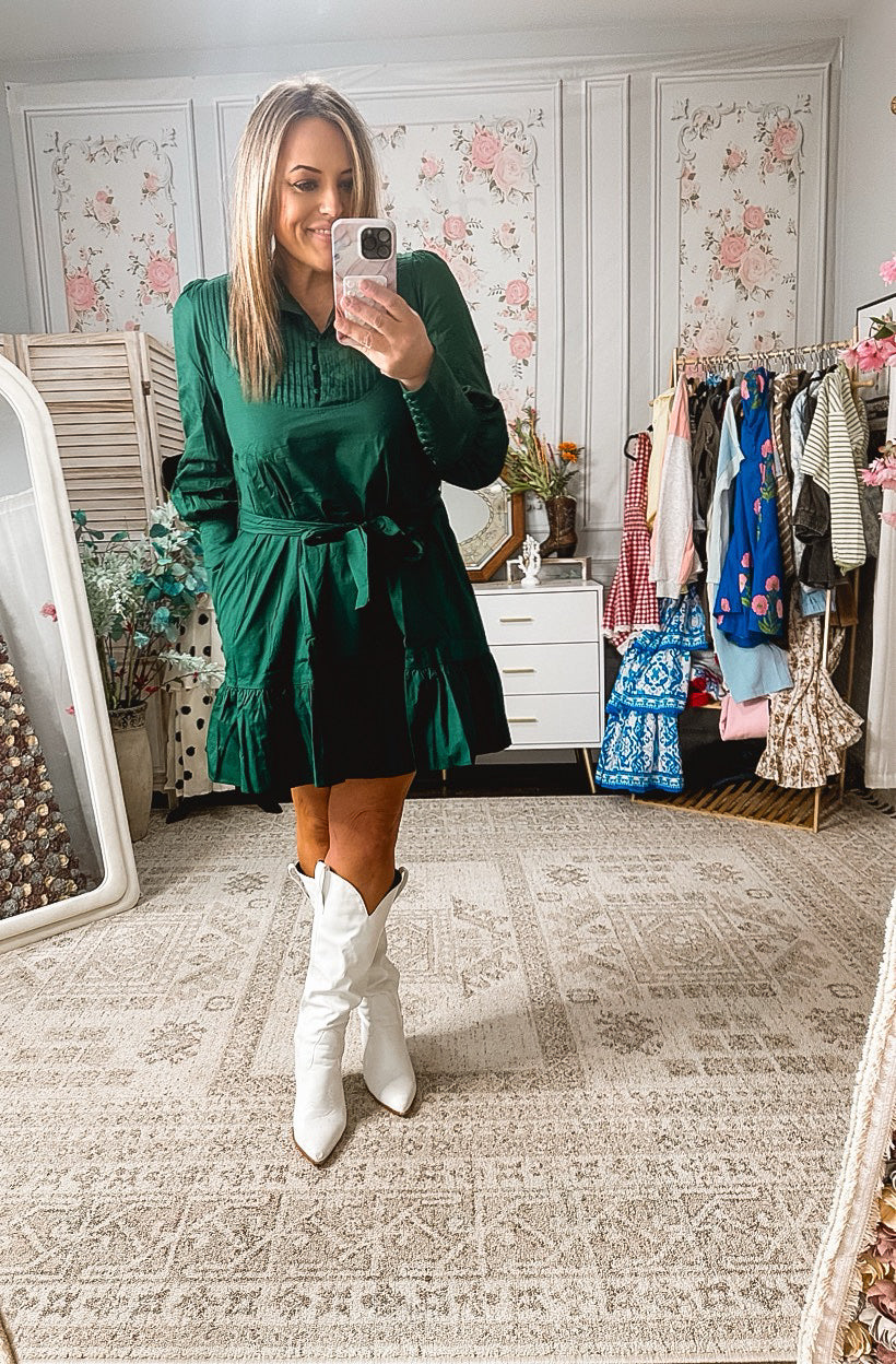 Forest Grace Belted Dress