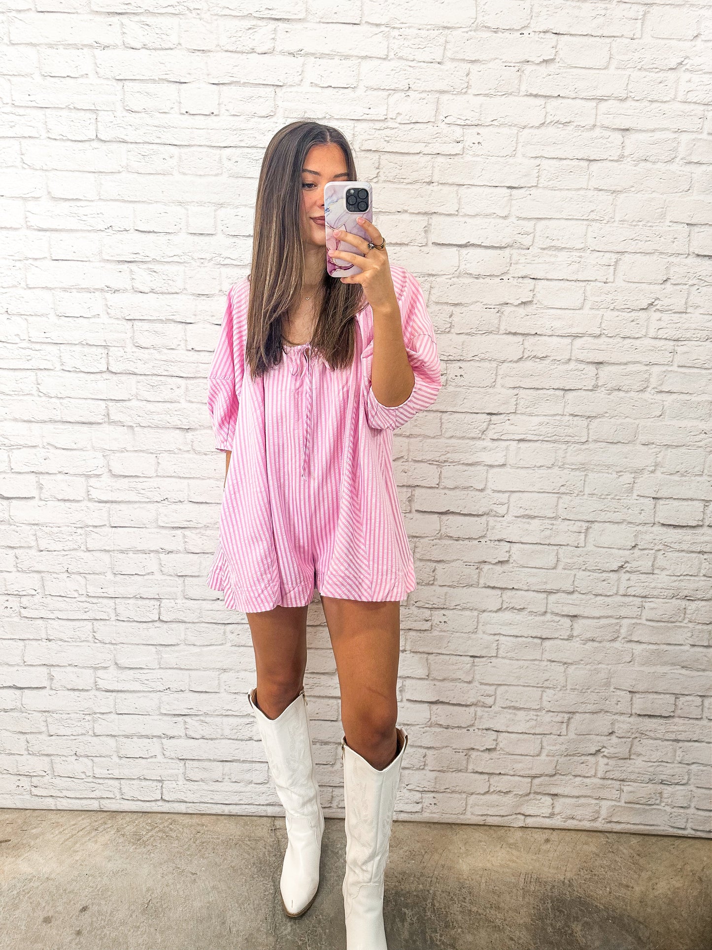 Cotton Candy Daydream Pink Striped Romper
