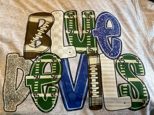 Cozy Momma  Blue Devils football letters bella canvas