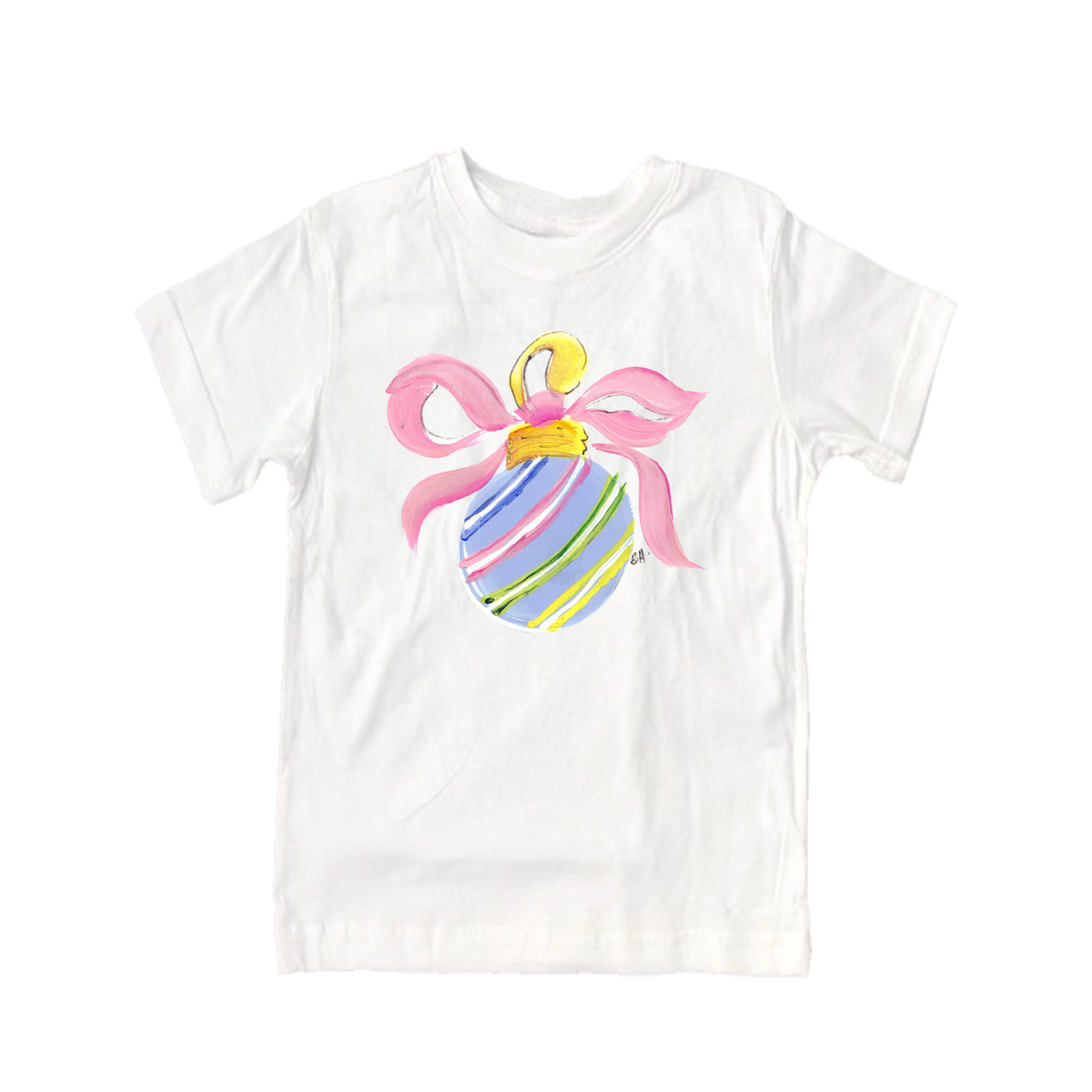 Child Shirt - 2603 Light Blue Ornament with Pink Ribbon
