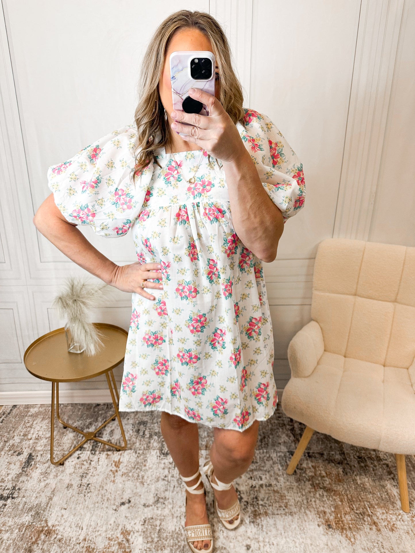 Sweet Bloom Floral Puff Sleeve Dress