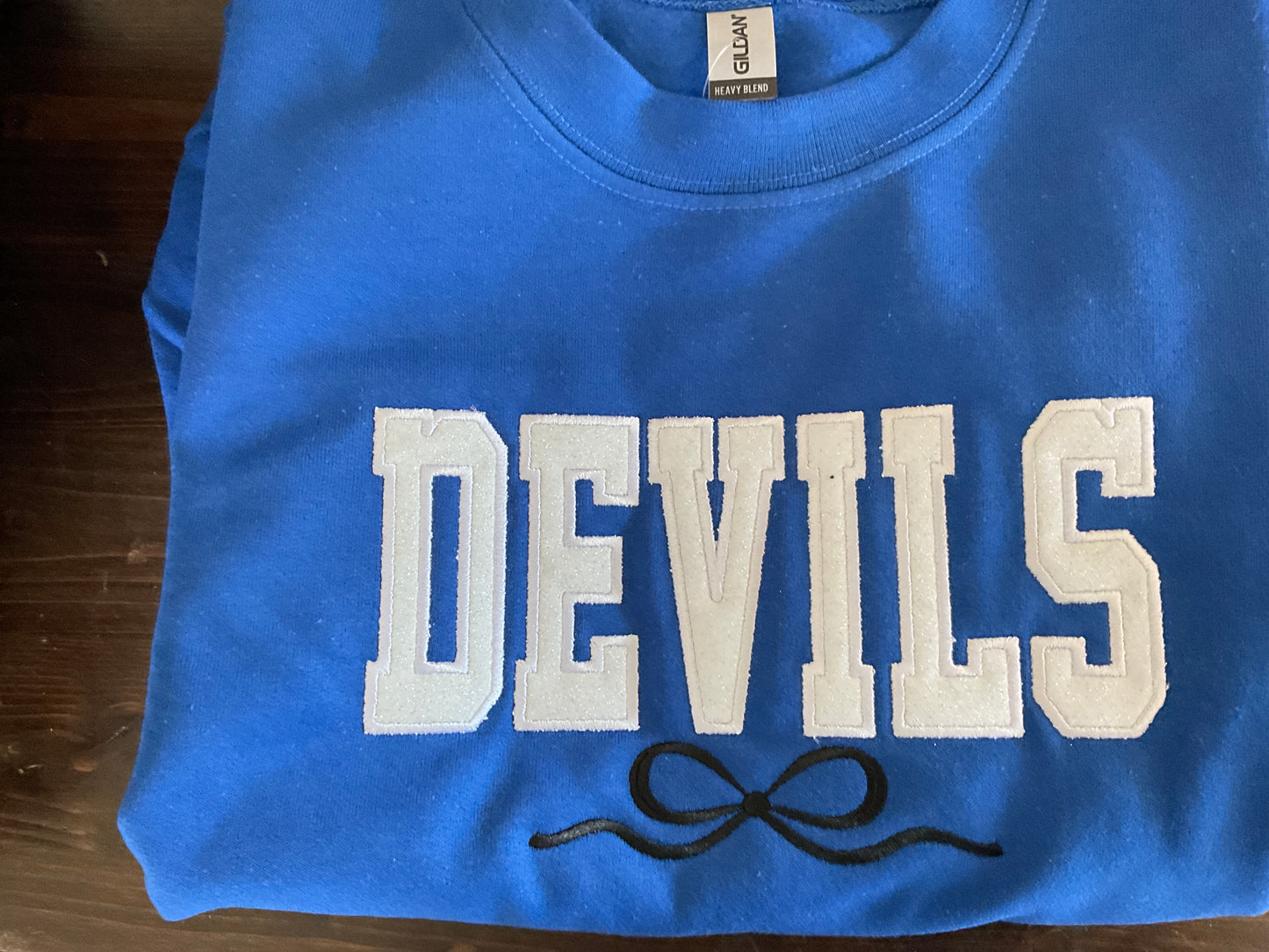D's Designs Blue Devils bow sweatshirt