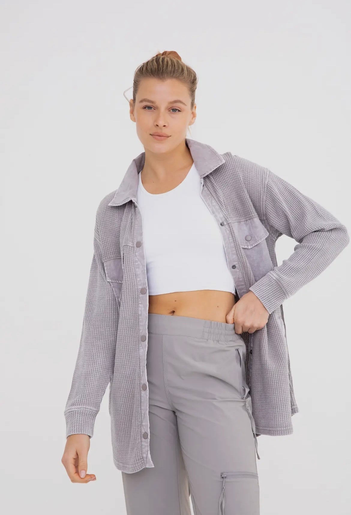 Alabama Handmade - Waffle Knit Mineral-Washed Shacket