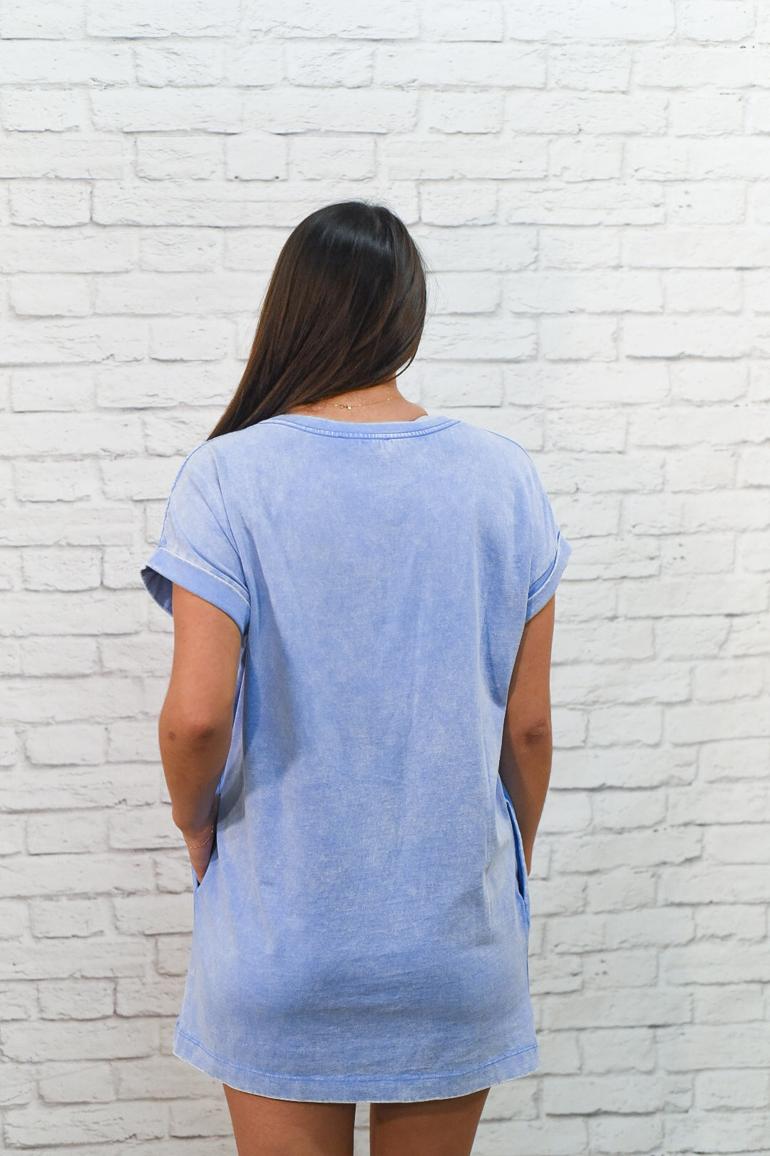 Easy Days Mineral Washed Blue Pocket T-Shirt Dress