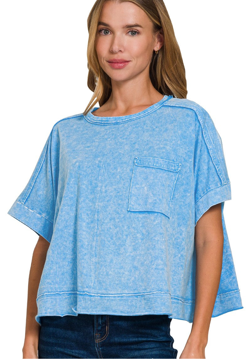 Halo Snow Washed Oversized Crop Box Tee