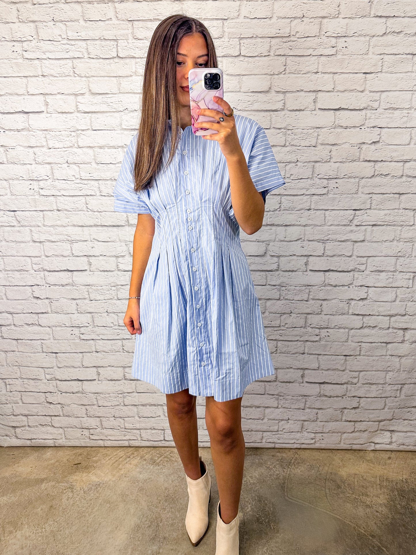 Seaside Stripe Shirt Dress