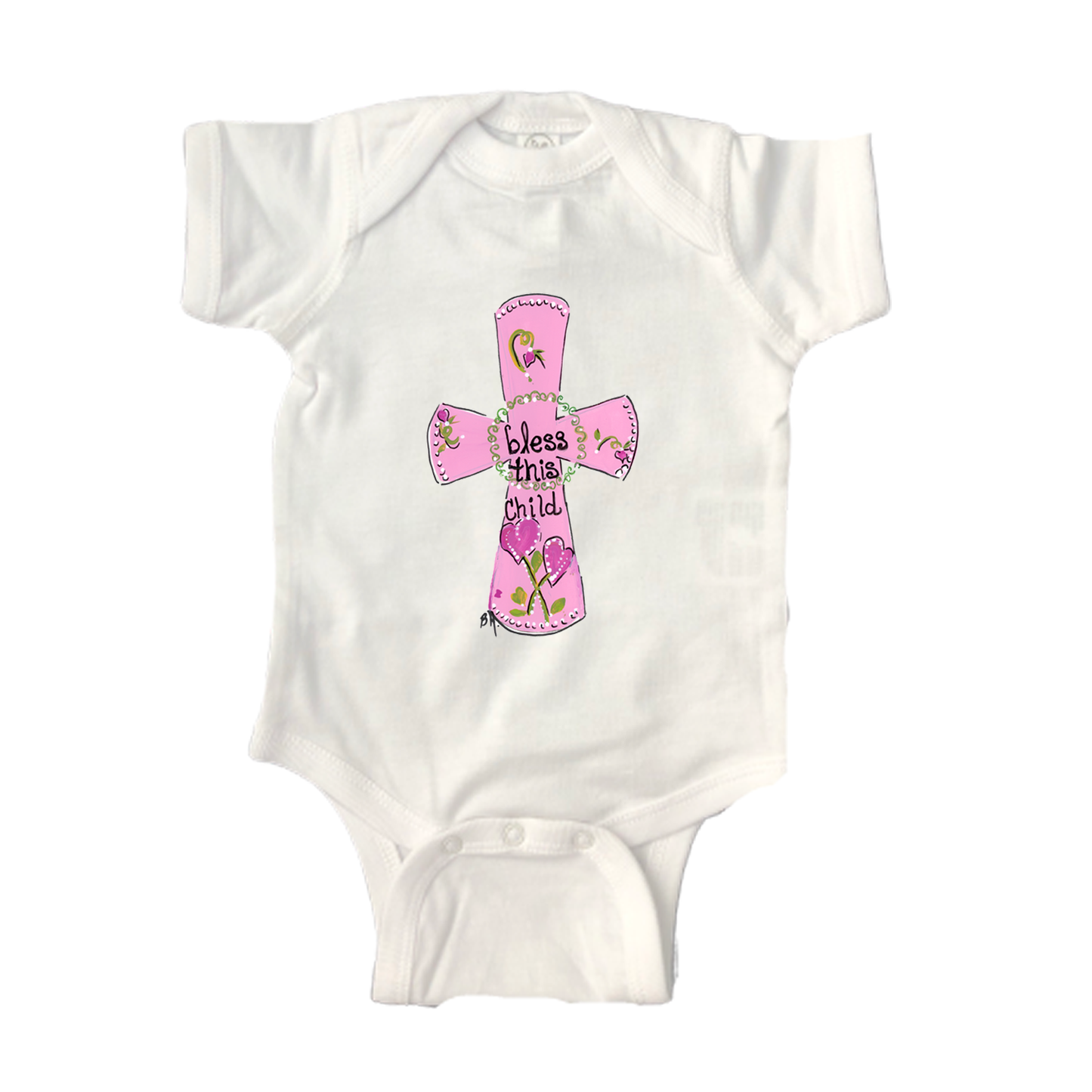 Cotton Bodysuit Short Sleeve ON1065 Pink - Bless this Child