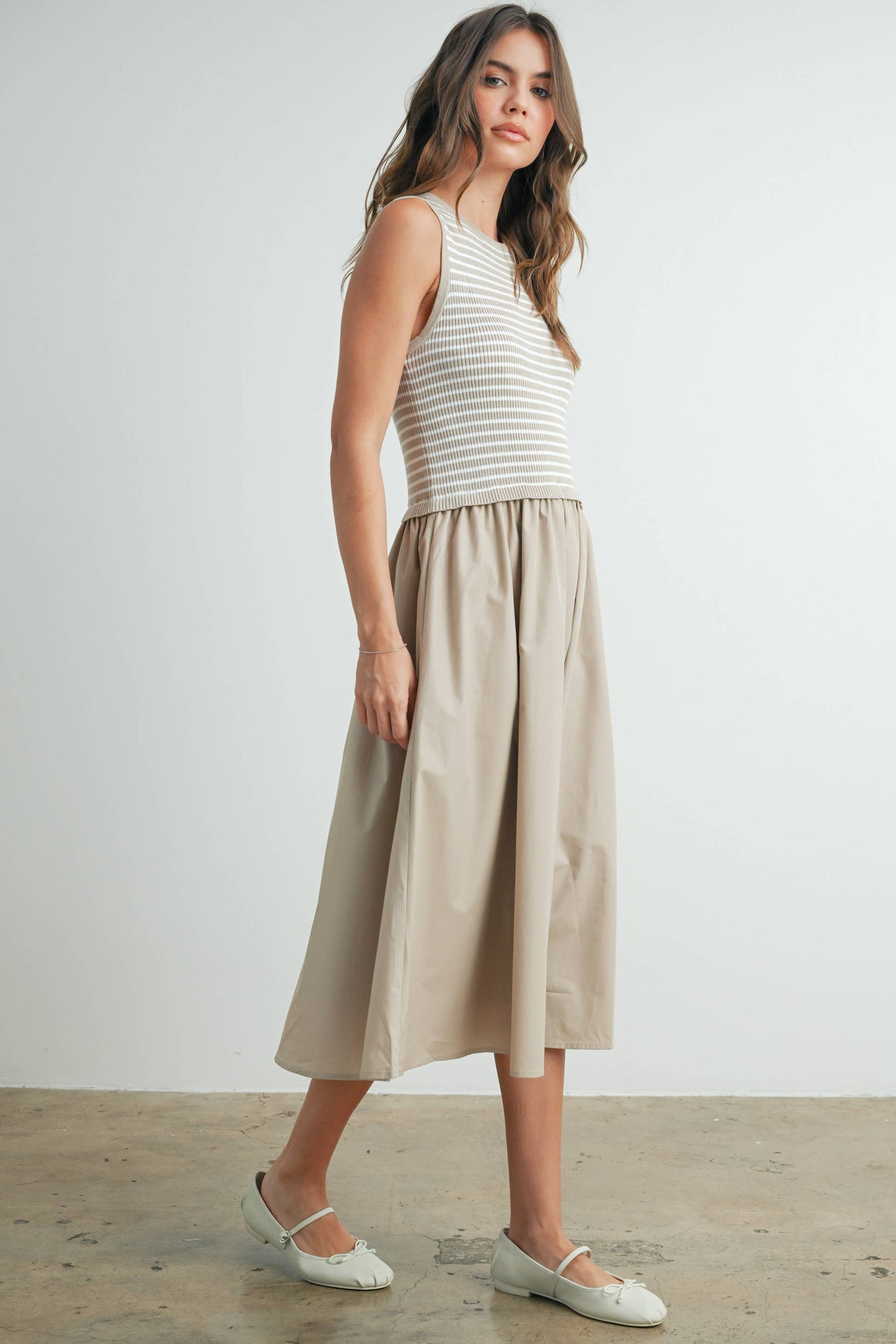 Striped Sleeveless Maxi Dress with Pockets