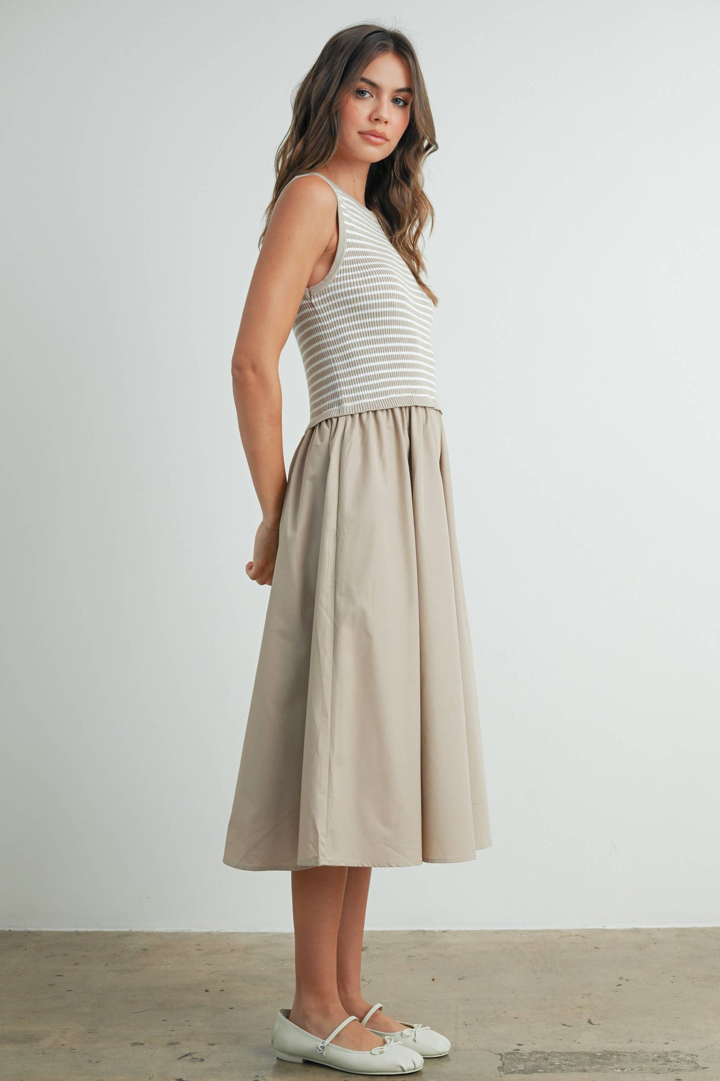 Striped Sleeveless Maxi Dress with Pockets