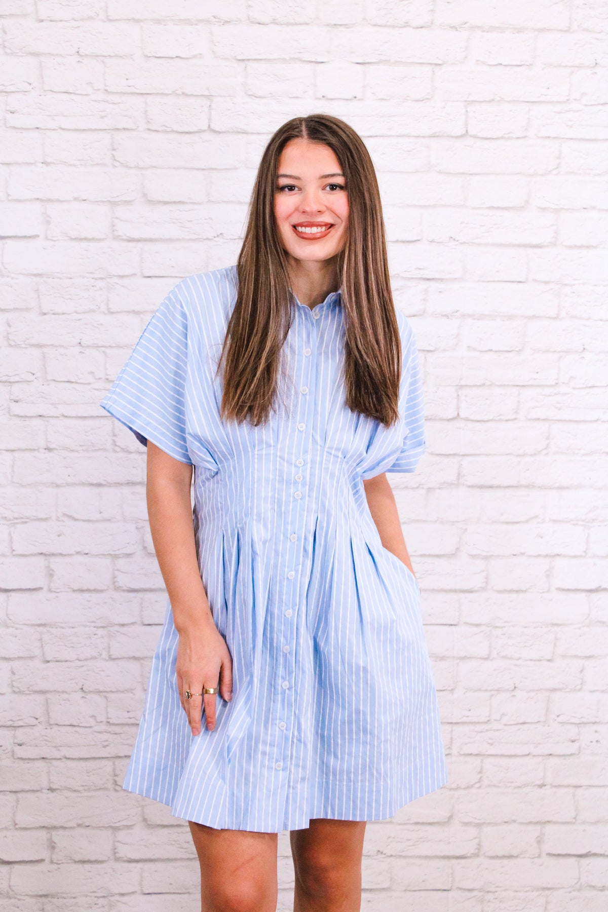 Seaside Stripe Shirt Dress