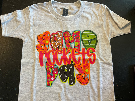 Game Day Rockets Baseball Bright Doodle