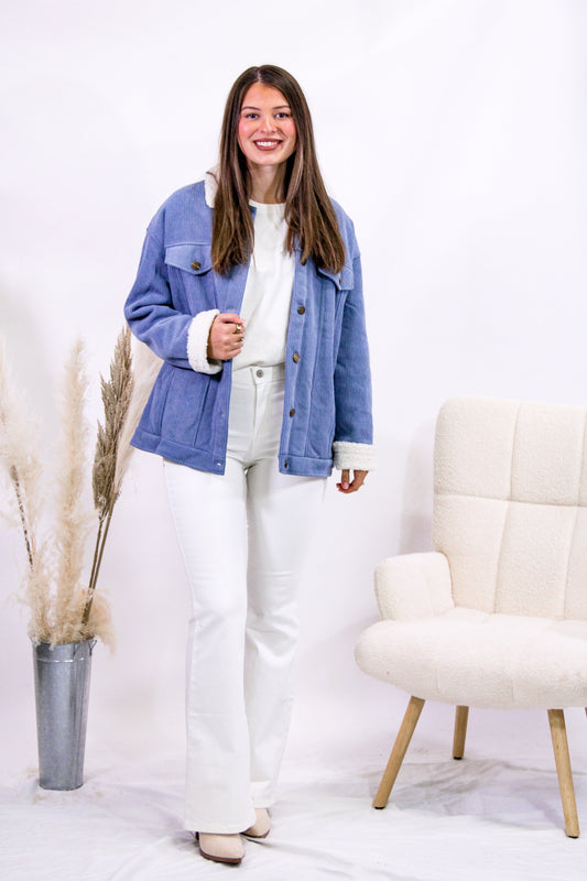 Frosted Sky Sherpa-Lined Corduroy Jacket