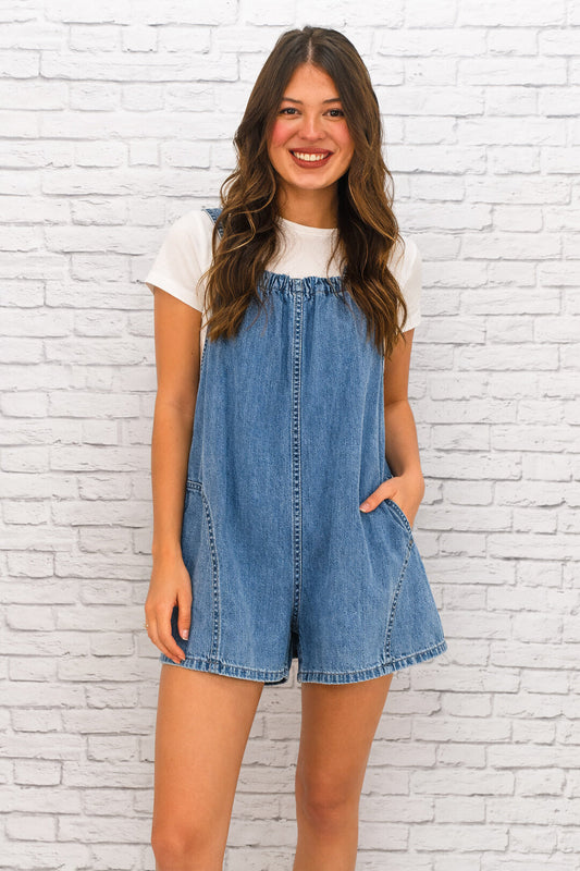 Denim Cinched Top Romper
