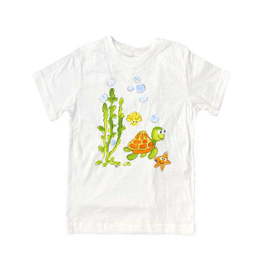 Cotton Tee Shirt Short Sleeve 1025 Turtle & Friends