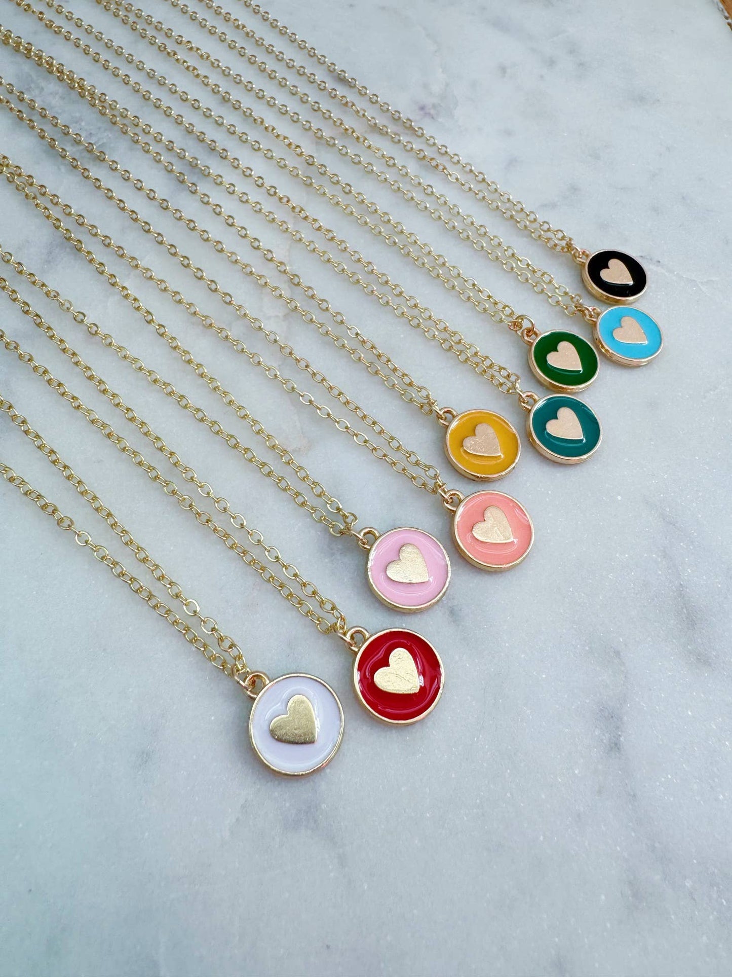 Colorful Heart Necklace, Kid Jewelry, Back to School Gift: Coralish pink / 18"
