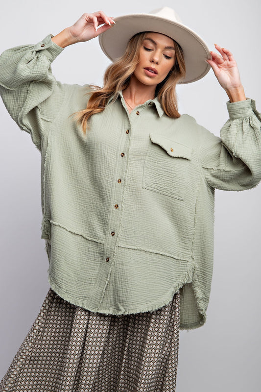 Cotton Gauze Loose Fit Shirt