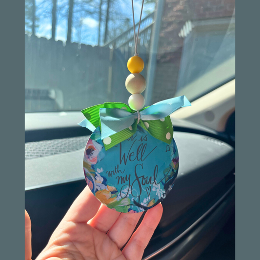 It Is Well Wreath Car Charm