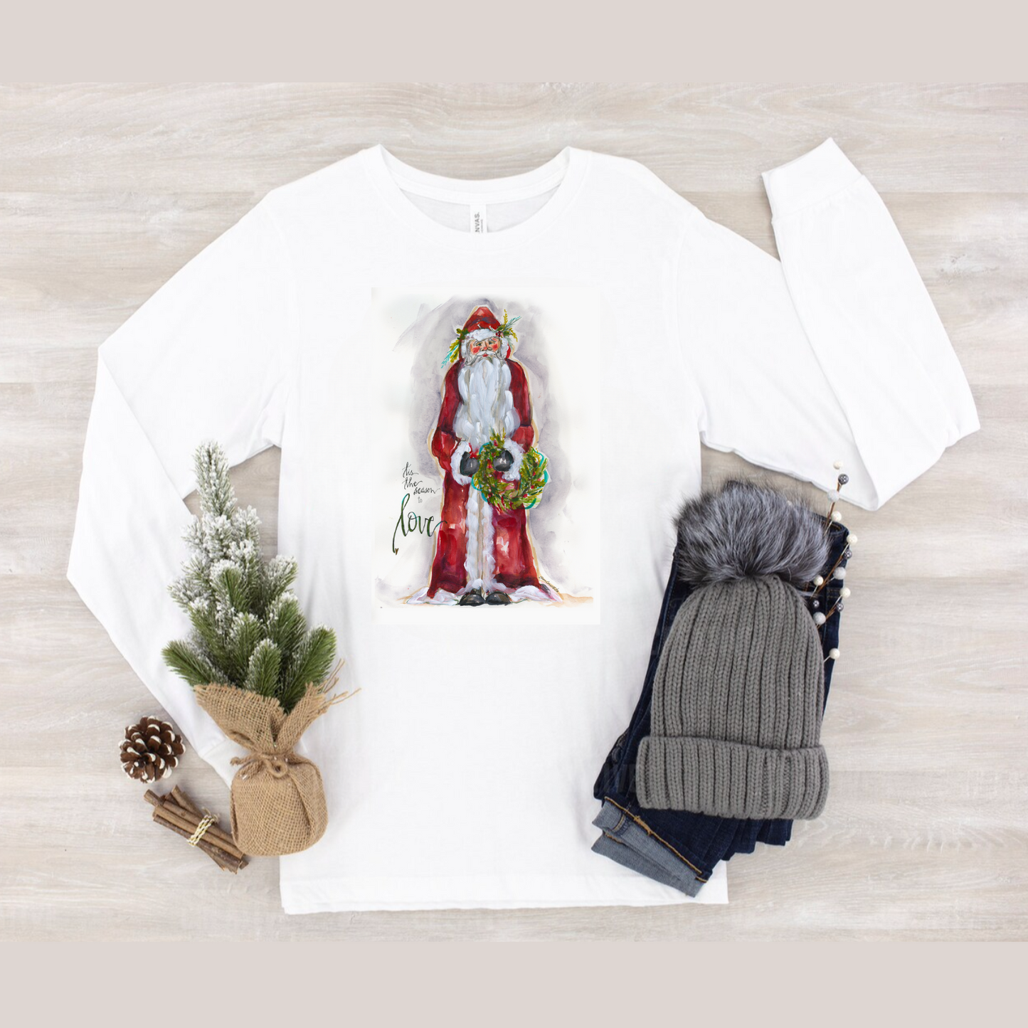 Santa Love Adult Long Sleeve Shirt