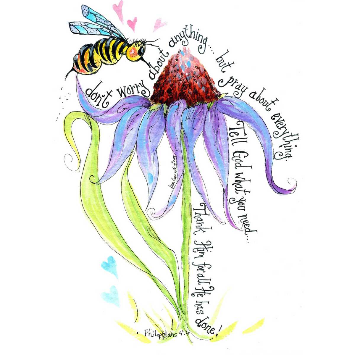 Bee & Coneflower