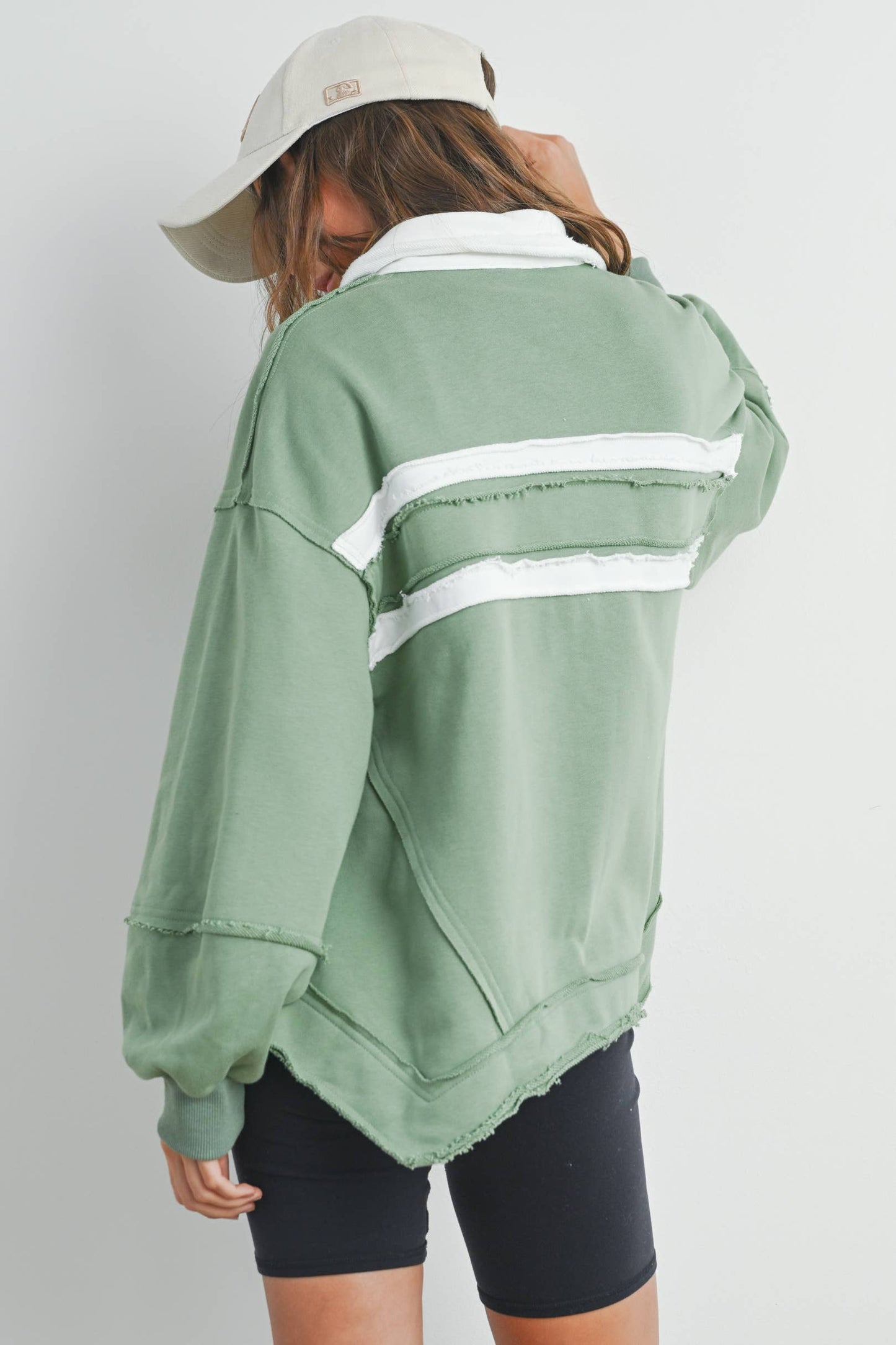 Collared Green Pullover Sweatshirt