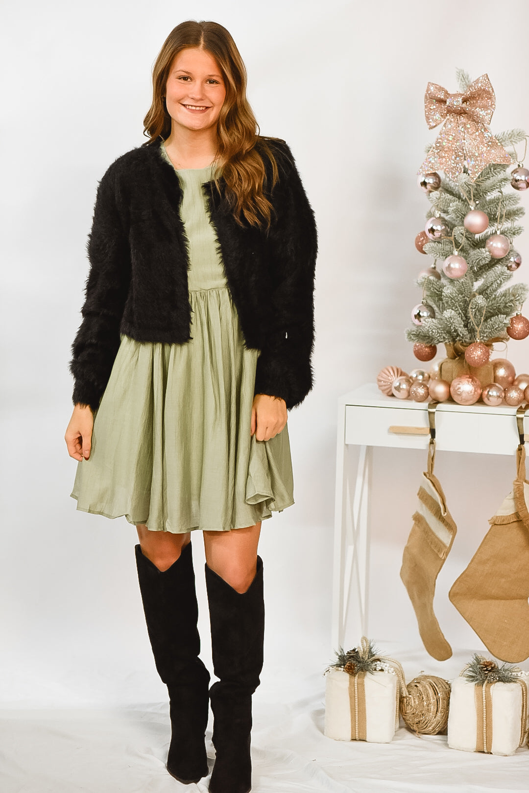 Sage Grace Textured Mini Dress