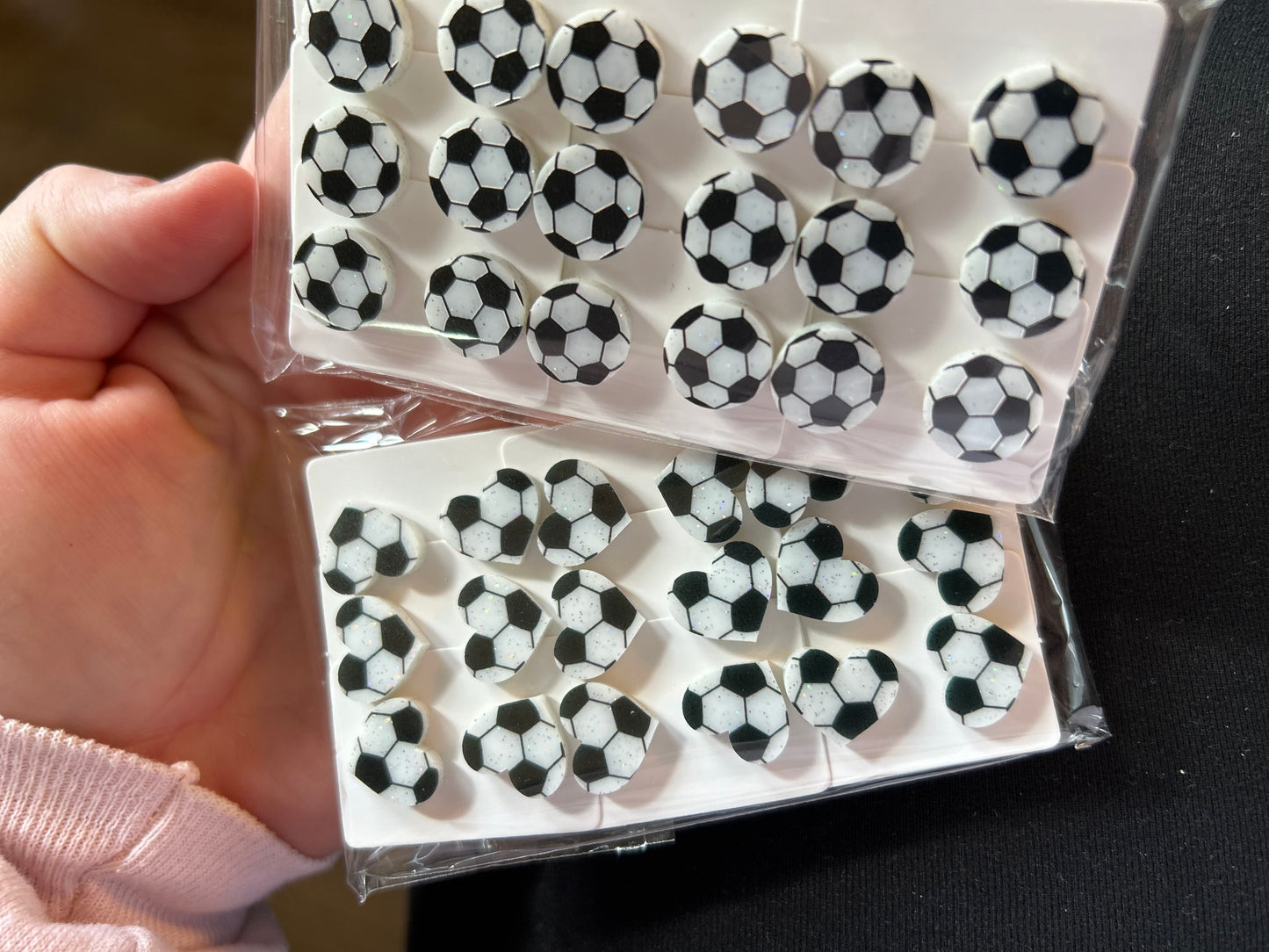 Sports Soccer Round Glitter Stud