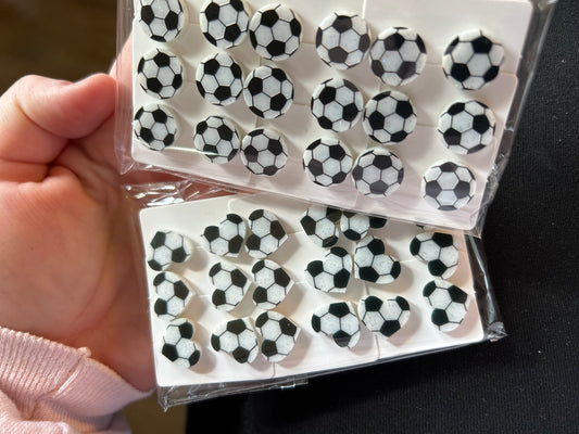 Sports Soccer Heart Glitter Stud