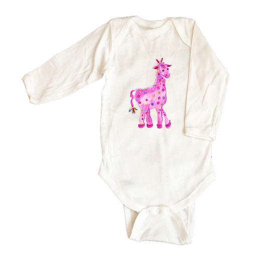 Bodysuit Long Sleeve  31 Pink Giraffe