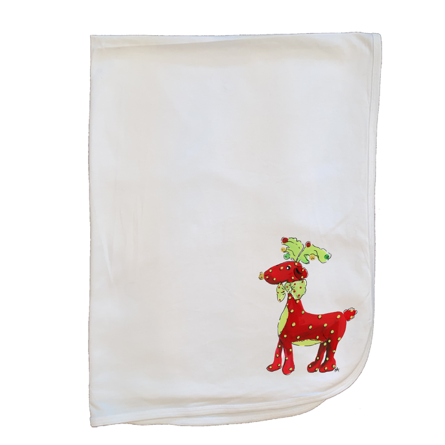 Christmas Blanket -  887	Red Polka Dot Reindeer