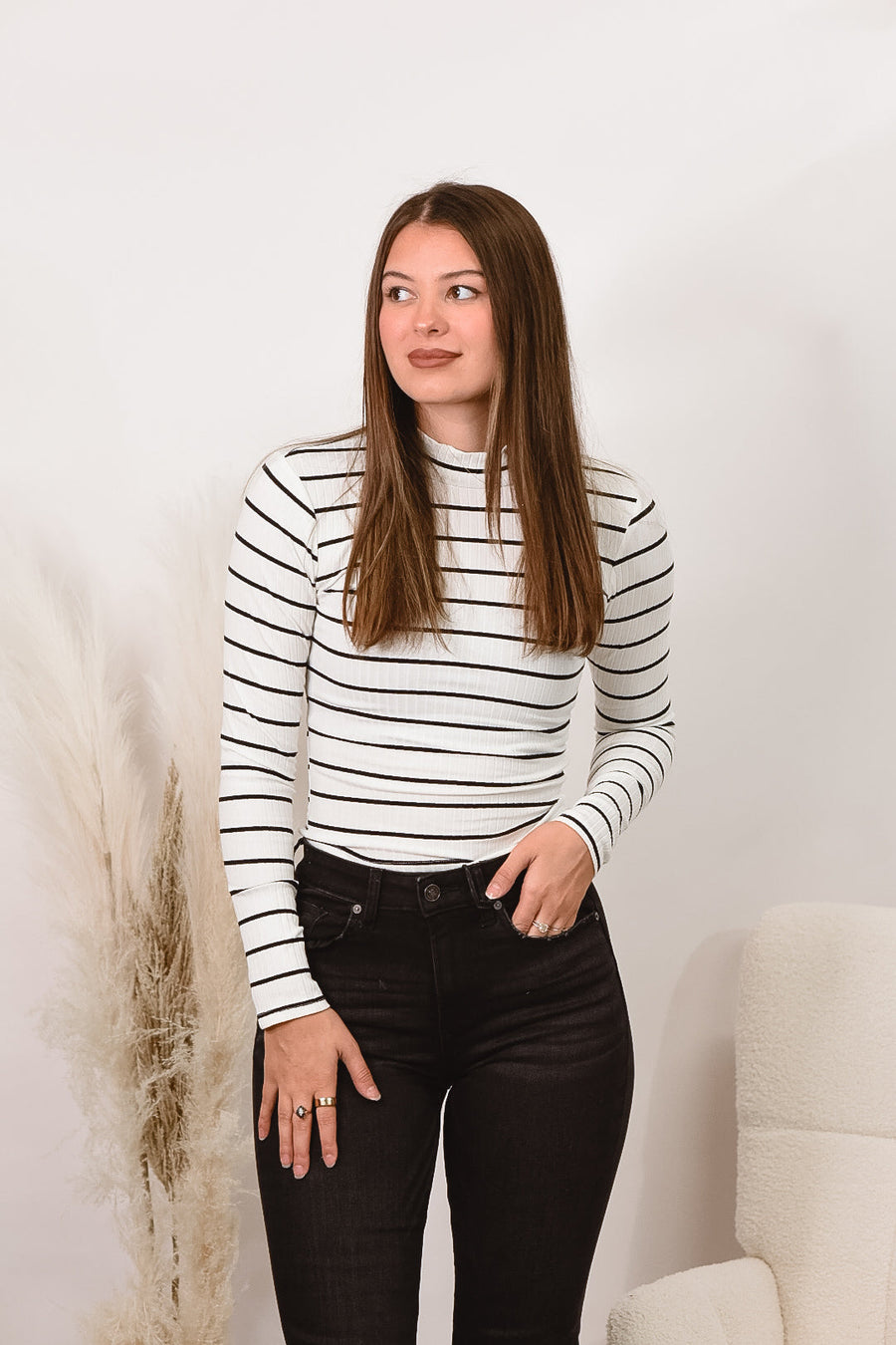 Classic Lines Ribbed Mock Neck Sweater