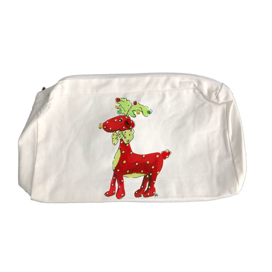 Zipper Bag 887 Red Polka Dot Reindeer