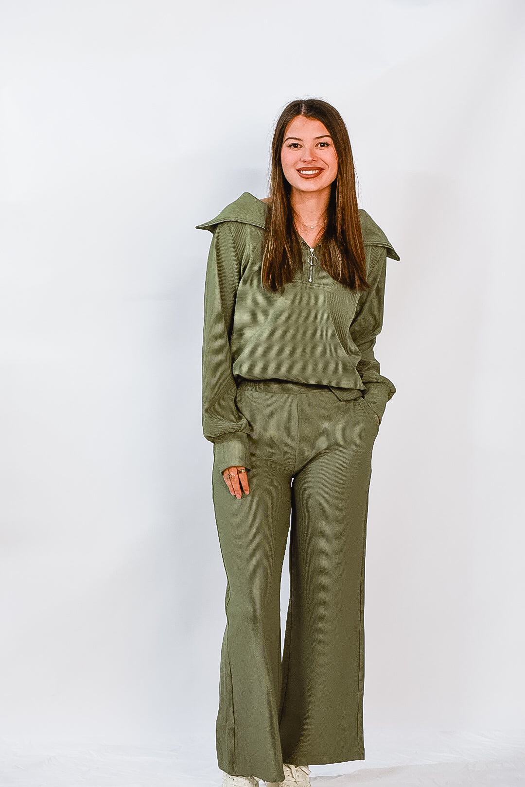 Olive Luxe Zip Collar Set
