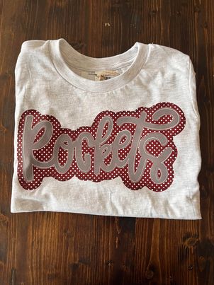 Cozy Momma Rocket Tee Light Gray-Rockets dotted