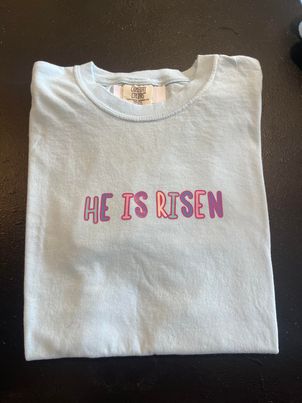 Alabama Handmade - Multi-Colored He Is Risen Blue Shirt