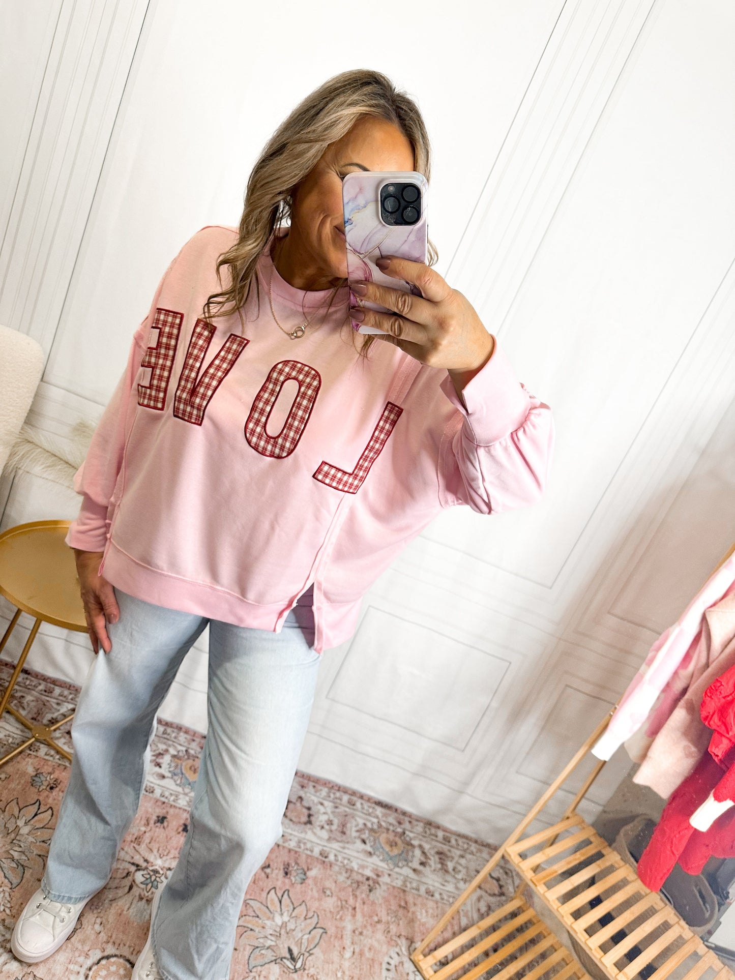 Sweetheart Gingham Love Sweatshirt