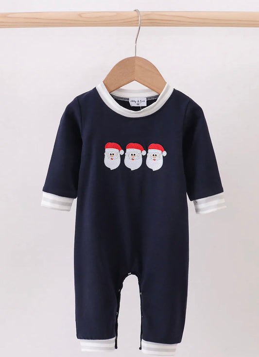 Navy Christmas Santa Claus Romper