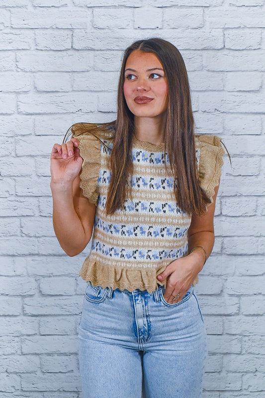 Meadow Daydream Ruffle Knit Sweater Tank