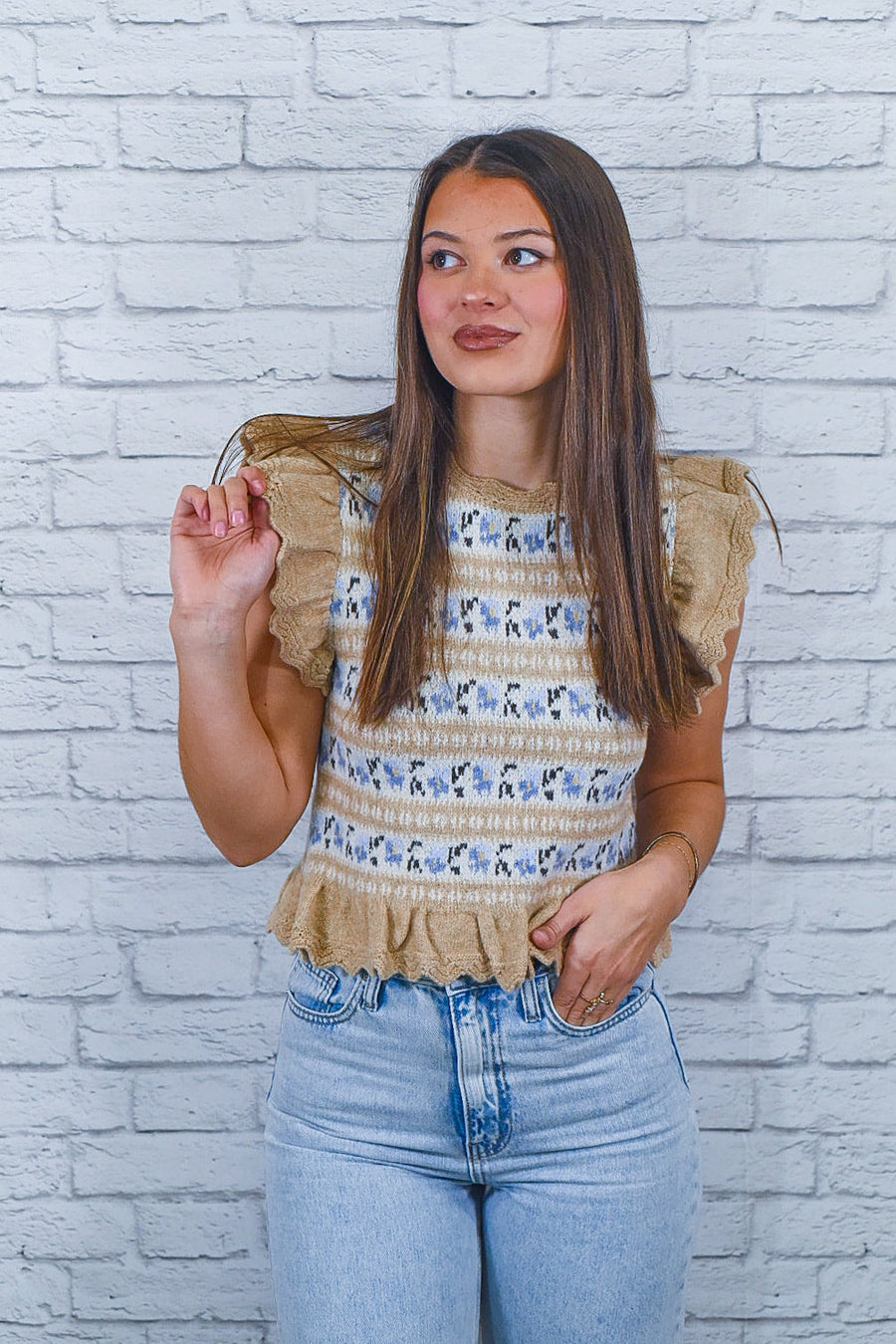 Meadow Daydream Ruffle Knit Sweater Tank