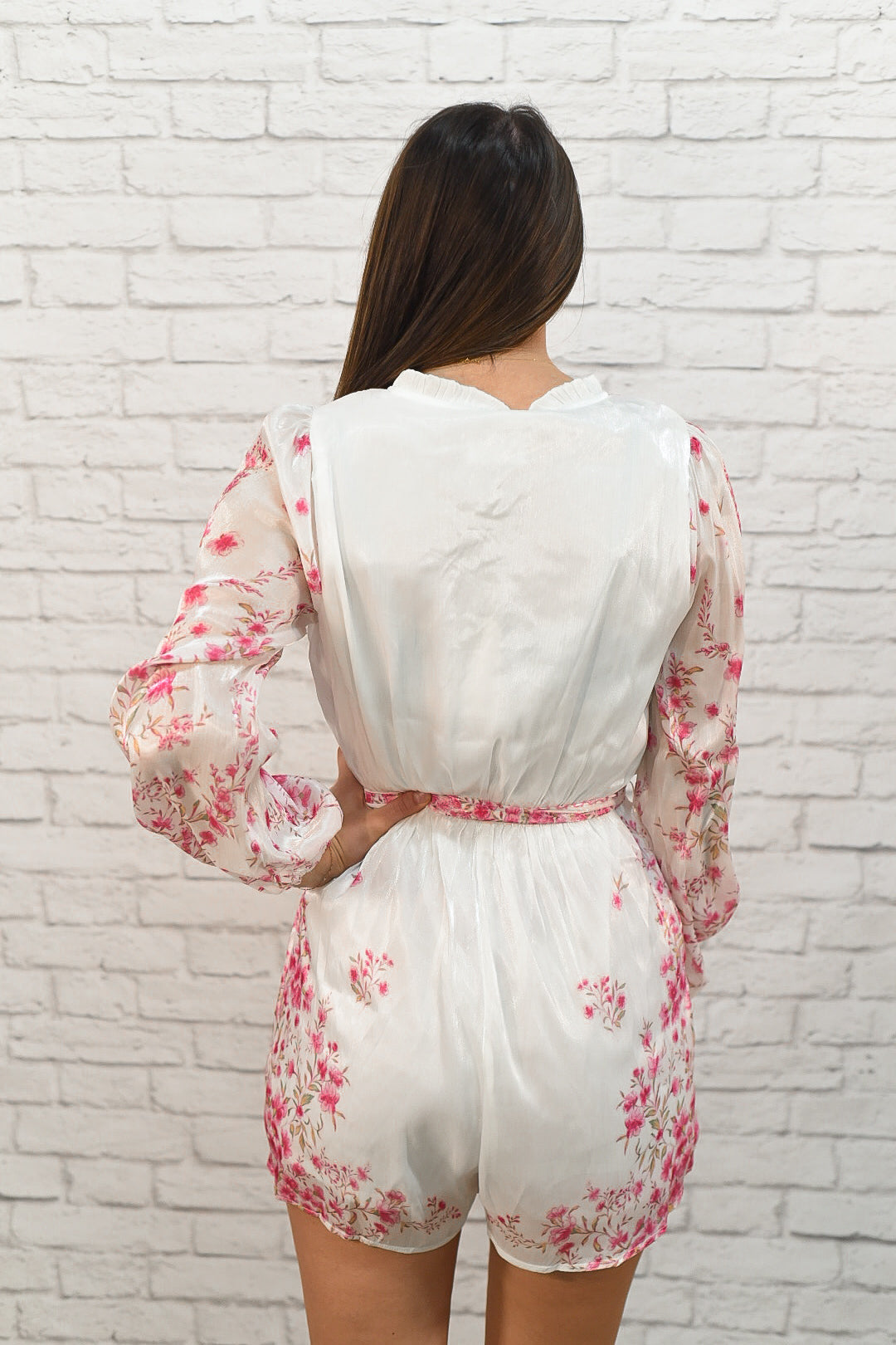 Blushing Bloom Belted Romper
