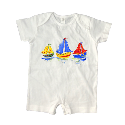 Cotton Romper 53 Sailboats