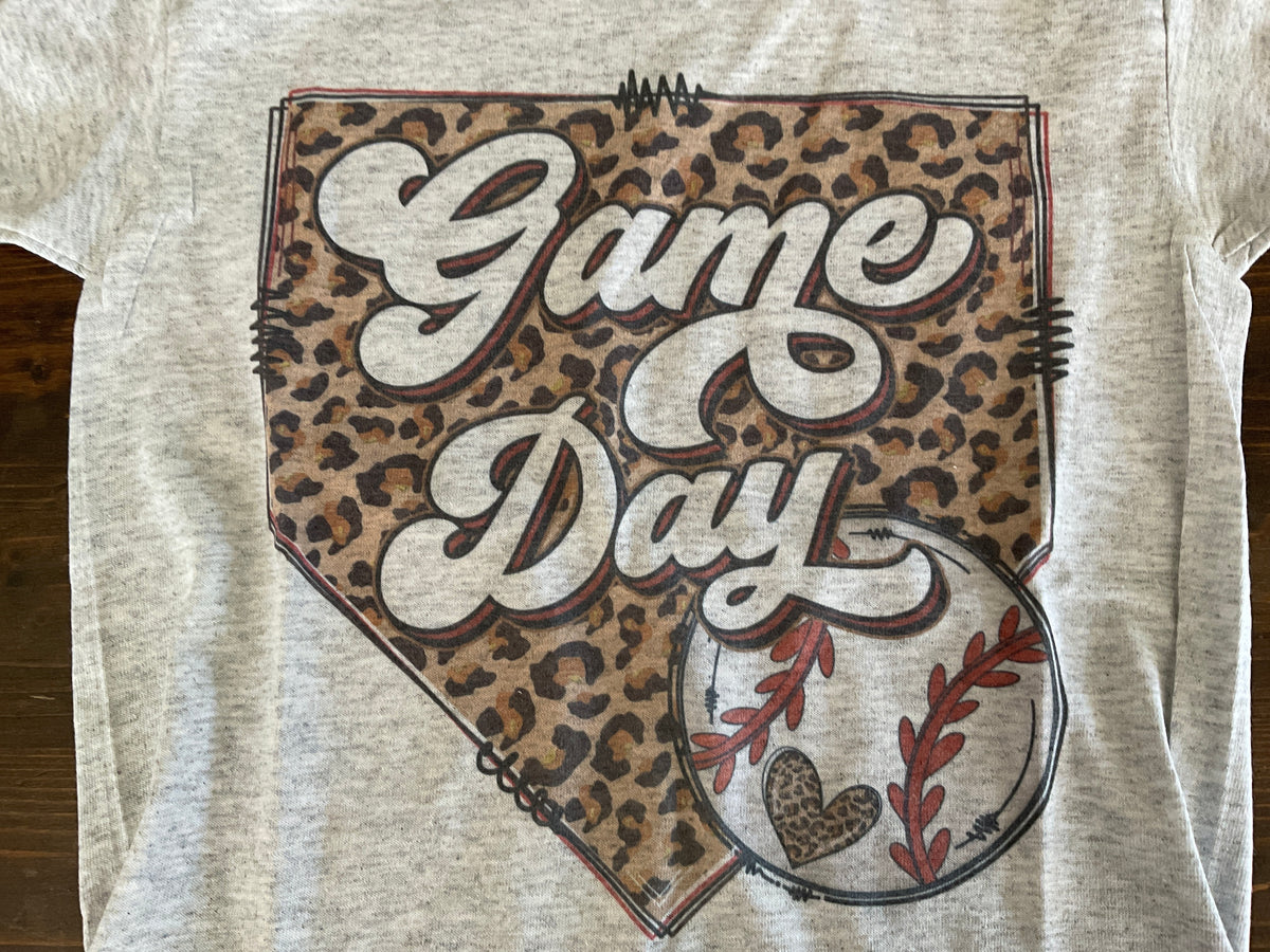 Cozy Momma game day leopard youth tshirt
