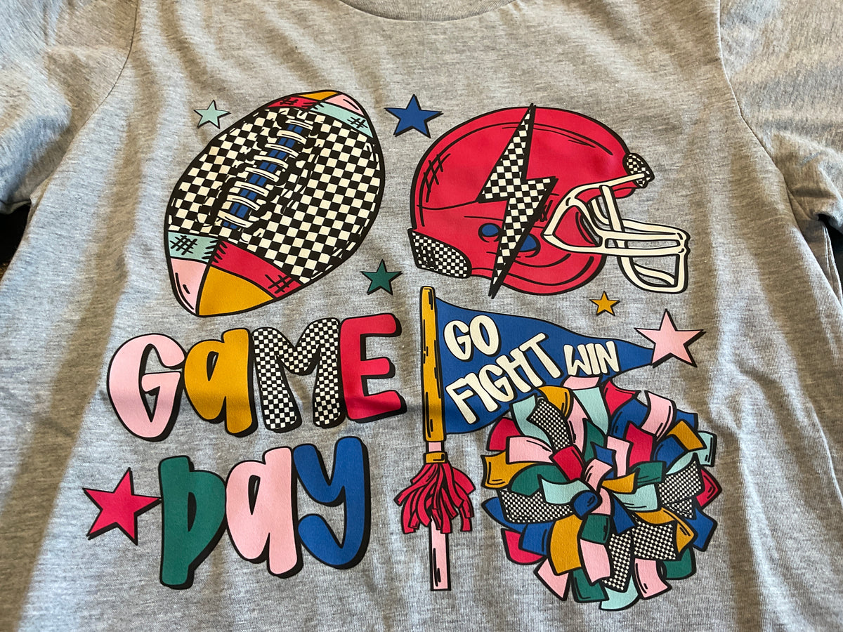 Cozy Momma Multi color GAME DAY tshirt