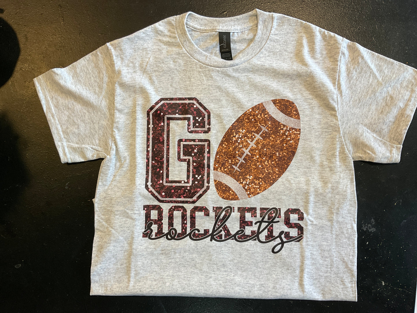 Cozy Momma Faux Sequin Go Rockets Football