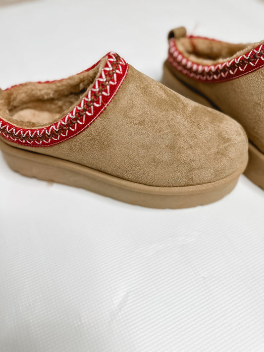 Alpine Stitch Platform Slippers