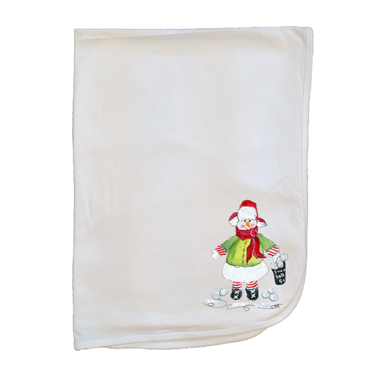 Christmas Blanket -1090	Snowman w/Snowballs